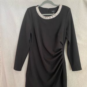 MSK Embellished Neckline Black Dress